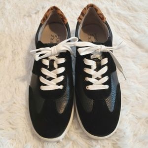 Naturalizer Black and White Sneakers Cheetah on heel. Worn